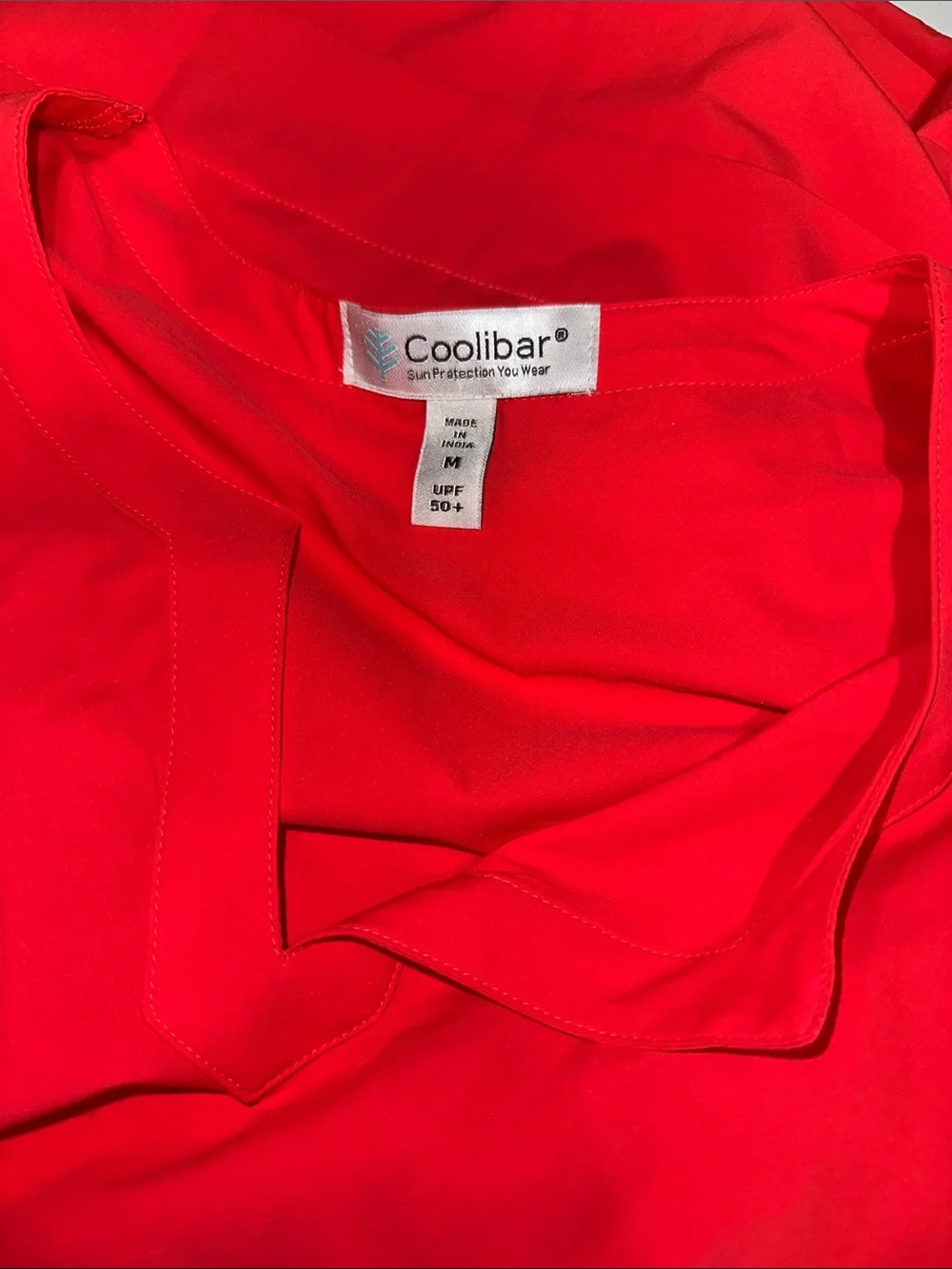 Coolibar Red Long-Sleeve Pleated Tunic Dress
